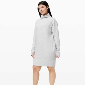 Lululemon Call For Cozy Sweater Dress In Heathered Core Ultra Light Grey